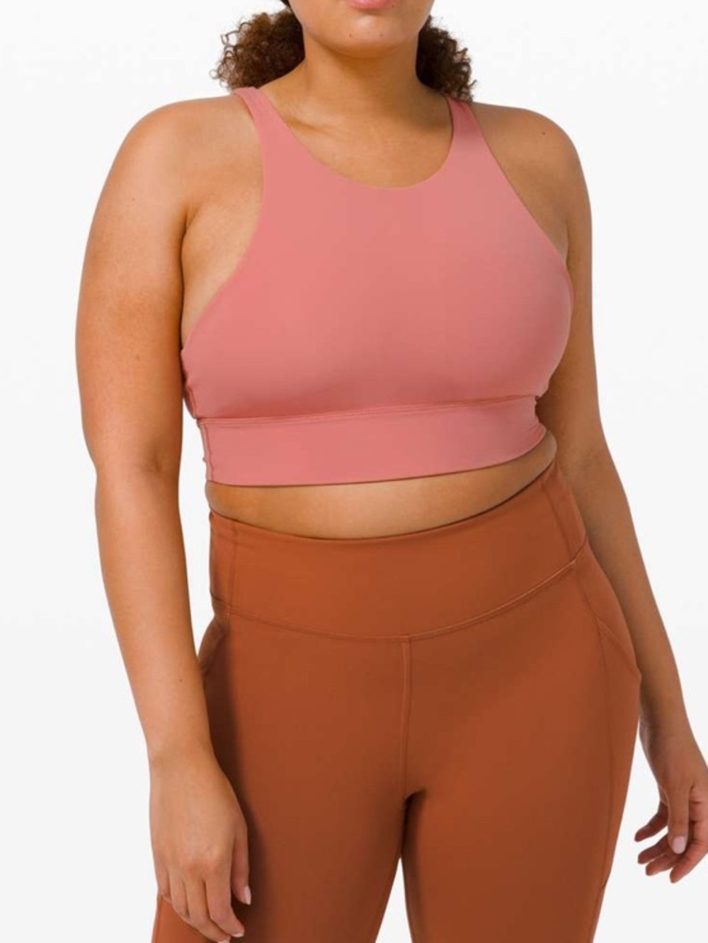 Lululemon Energy Bra High Neck Long Line Size 10 Briar Rose Pink